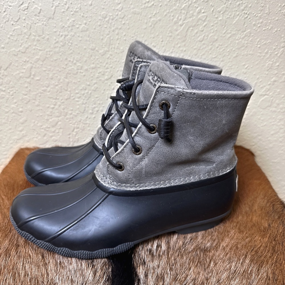 Sperry Gray Suede and Black Rubber Duck Boots